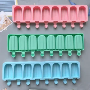 8 Cell Silicone Ice Cream Mold Ice Pop Cube Popsicle Barrel Mold Dessert Freezer Juice DIY Mould Maker Tools with Popsicle Stick