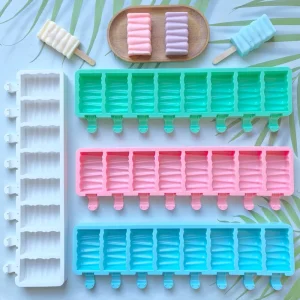 8 Hole Silicone Ice Cream Mold Makers Cake Decorating Baking Tools DIY Ice Cube Moulds Dessert Tray Popsicle Molds