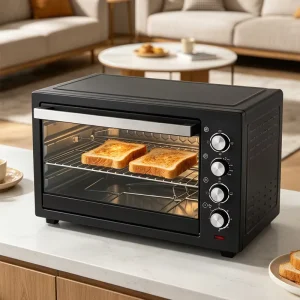 80L Mechanical Control Electric Oven Diamond Design Cavity 60 Mins Timer Rotisserie Convection Home Countertop Toaster Oven
