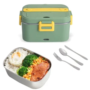 80W High power Electric Lunch Box 1.8L Capacity Household Vehicle Dual Voltage Lunch Box