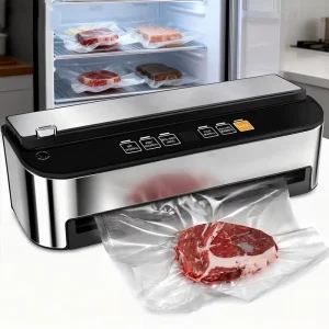 80kpa Automatic Kitchen Vacuum Sealer Machine with Built in Cutter Bags Storage Sous Vide Moist Food Vacuum Packing Food Saver