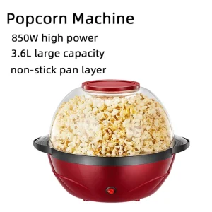 850W Electric Heating Plastic Popcorn Machine 3.6L Capacity Automatic Corn Popper Household Popcorn Maker Featuring Fast Popping