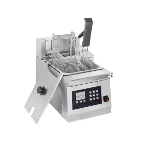 8L Automatic Single Tank Deep Fryer Chip Snack Chicken Fryer Basket Lifting 220V Table Top