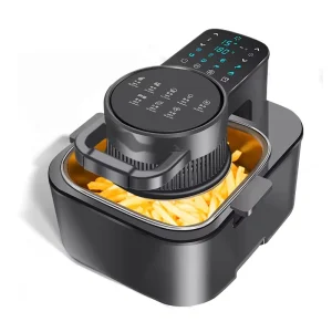 8L Flip Cover LED Touch Screen Air Fryer 1350W Oil Free Oven with Non Stick Basket