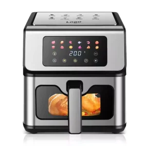 8L Large Stainless Steel Air Fryer 2000W Modern French Digital Touchscreen Oven with Single Basket for Home & Hotel Use