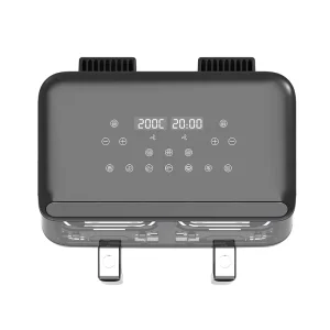 8L Luxury Square Smart Double Basket Air Fryer Stainless Steel Oven Touch Screen Temperature Control Manual Power Home Hotel Use