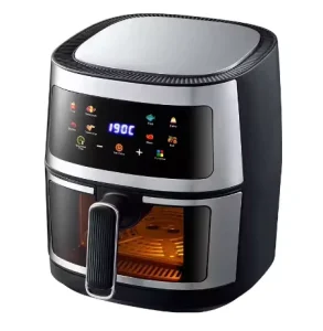 8L Modern Electric Air Fryer With LCD Display Stainless Steel Mechanical OEM PTFE Round Digital Control Free Spare Parts