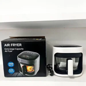 8L Square Modern Extra Large Air Fryer 2400W High-Power Oven Transparent Window Healthy Oil-Free Cooking