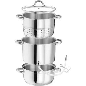 8L Stainless Steel Manual Fruit Juice Extractor Three Layer Cooking Pot and Induction Steam Pot Set