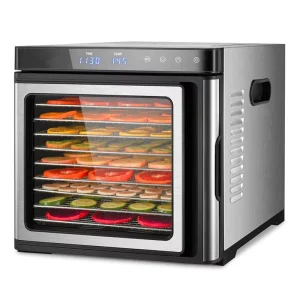 9 Stainless Steel Trays Large Capacity Dehydrator Machine Food Dehydrator with Interior Light 1000W Faster Drying