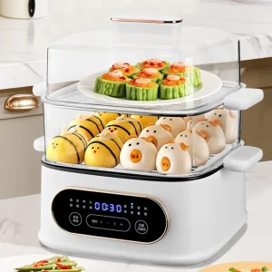 9.3L White Stainless Steel Electric Hot Pot & Food Steamer with Energy Saver Function for Household and Hotel Use