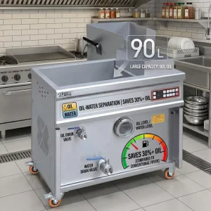 90L Gas Chicken Chip Deep Fryer Electric Power Oil Water Separation Technology for Hotels Food Shops