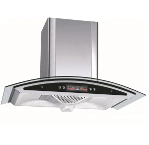 90cm Island Range Hood with Low Noise Vertical Chimney Extractor Home Appliance Kitchen Cooker Hood LED Light Stainless Steel