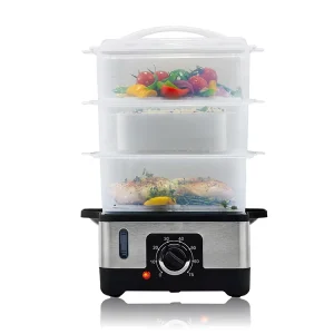 9L 3 Tier Electric Home Food Steamer Plastic Construction 950W 240V Household Commercial Hotel Use Large Capacity CB CE