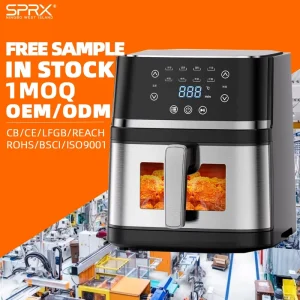 9L Touchscreen Air Fryer Oil-Free Baking Stainless Steel Body View Window 1350W Rapid Heat