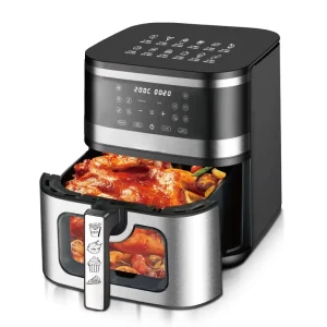9L Touchscreen Air Fryer Oil-free Baking Stainless Steel Body View Window 1350W Rapid Heat for Home Kitchen
