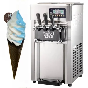 A168 1200W Rainbow Countertop Ice Cream Maker 3 Flavors Ice Cream Machine with Water and Chocolate Ingredients
