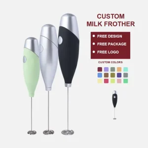 ABS Eco Friendly Customized Milk Frother With Stand Battery Powered Electric Hand Mixer Magic Wand Whisk Milk Frother