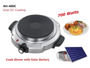 AH 48DC 700W Solar DC Cooktop Single Burner Electric Hot Plate Portable Stove for Solar Battery Powered Off Grid Cooking