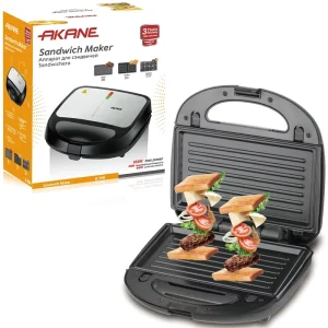 AKANE A.590 850W Multifunction 3 in 1 Sandwich Maker Grill Waffle Donut Plates Non Stick Easy to Clean