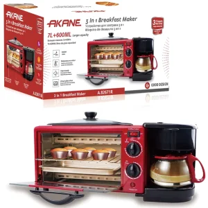 AKANE A.82671B 1050W 3 in 1 Breakfast Maker Maquina De Desayuno 3 En 1 Oven Pan Coffee Machine Compact Multi Function