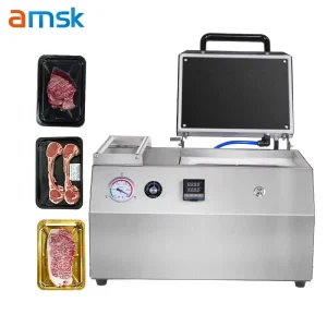 AM 260VS for 1 2 Tray Small Size Food Meat Fruit Map Tray Sealer Vacuum Film Skin Sealing Machine Vacuum Skin Packaging Machine