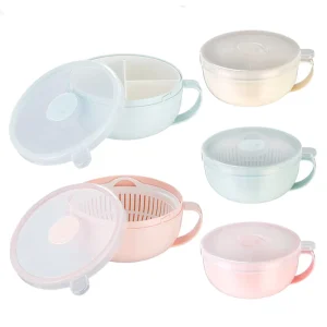 ANYA BPA Free Microwave Safe Modern Office School Plastic Leak Proof 2 Compartments Food Rice Cooker Bowls Lunch Box Lid