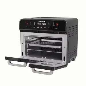 AOJA Stainless Steel Double Basket Air Fryer Oven 24L Capacity Touchscreen Control 2400W Dual Voltage Air Fry