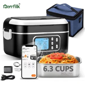 APP Controlled 1.5L USB Cordless Electric Lunch Box 100W 27000mAh Battery 8 Level Heating Temperature Control Portable