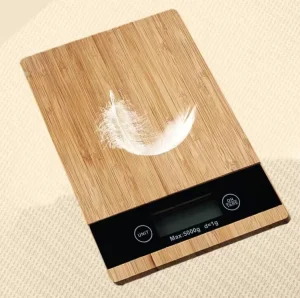 Accurate Digital Bamboo Kitchen Scale LCD Display Multi Unit Conversion Battery Power Source for Easy Food Weight Measurement