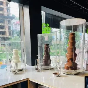 Acrylic Tube Fabrication Wind Guard Cover for Chocolate Fountain with Hinge and Door