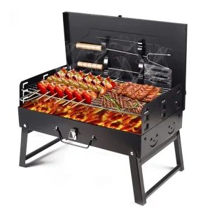 Adjustable BBQ Charcoal Grill with Iron Rotisserie for Garden Supplies