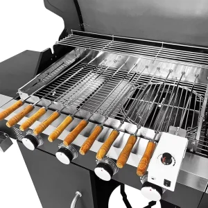 Adjustable Length Rotating Mangal Brazilian Rotisserie Spindle Shish Kebab Barbecue Skewers Rotisserie Grill Kit for Gas Grill