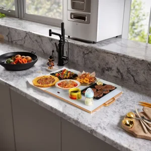 Adjustable Temperature Electric Kitchen Food Warming Tray Eco Friendly Stainless Steel Hot Plate Touch Control Coil Household
