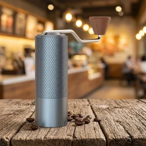 Aeronautical Aluminum Manual Coffee Grinder Black Walnut Handle CNC 38mm Conical Burr Adjustable Eco Friendly Portable Hand