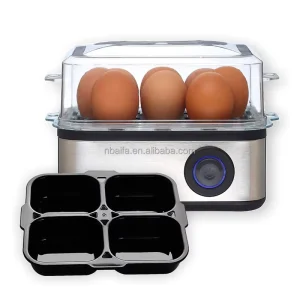 Aifa 2 in 1 Egg Boiler for 8 Eggs Cooking and Poaching 4 Egg Poacher Easy to Use Measuring Cup with Needle Stainless Steel