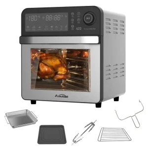Air Fryer Deep Fryer Oven Stainless Steel 14L 3 Layers Digital and Rotary Knob Double Heating Element 16 DIY Functions Household