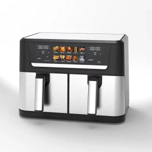 Air Fryer Oven 12L Square Modern Double Basket Oil Free Stainless Steel Electric Smart Digital Control French Hotel Household