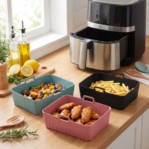 Air Fryer Silicone Baking Pan Rectangular Microwave and Oven Roasting Tray Chicken Cooking Mat for Home Use