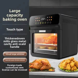All in One Fully Automatic Stainless Steel Oven Large Capacity Air Fryer Baking Function Visual Touch Electric for Household Use