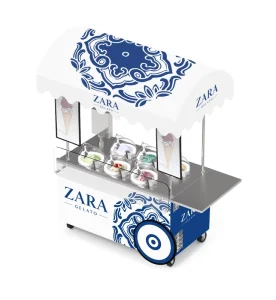 All in One Machine Ice Cream Gelato Maker Combine Ice Cream Gelato PRO V6 6 Flavour with Custom Design CANOPY CART