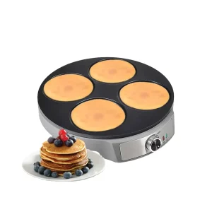 Aluminum 30cm 4 Slices Electric Round Griddle Mini Pancake Maker for Individual Pancake