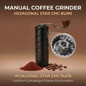 Aluminum Manual Coffee Grinder CNC SUS420 Burr Magnetic Cup Portable Hand Coffee Mill