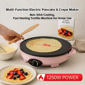 Aluminum Plate Tortilla Crepe and Pancake Maker Quick Heating Easy Clean Roti Maker for Household Hotel Use Electric