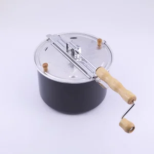 Aluminum Stovetop Popcorn Maker Popcorn Popper Hand Stirring Crank Cooker Kettle Popcorn Popper Removable Lid W Wooden Handle