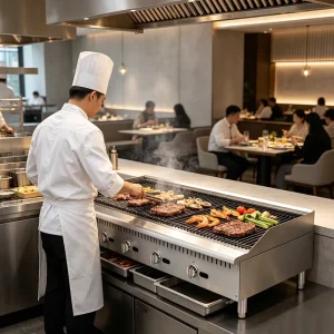 American Commercial Catering Equipment Steaks 48″ Gas Countertop Briquette Gas Charbroiler Grill for Outdoor Barbecue Restaurant