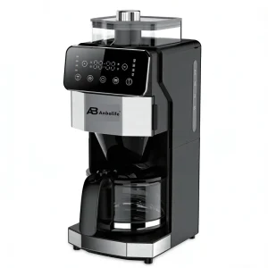 Anbolife 1050W Electric Drip Coffee Maker Grinder Stainless Steel 24H Programmable Touch Screen Keep Warm Function Home Kitchen