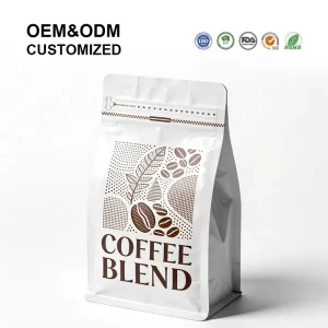 Artistic Moisture Proof Resealable Stand Pouch Coffee Bags Specialty Coffee Packaging European Roaster Shops Laminated