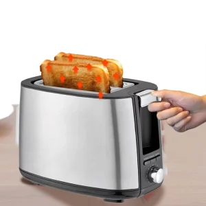 Automatic 750W Kitchen 2 Slice Bread Maker Reheat and Defrost Function Bread Toaster for Home Use