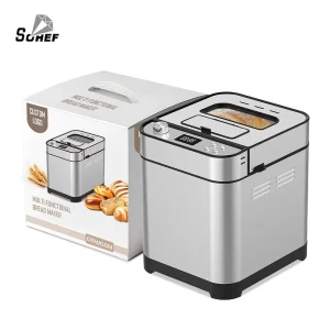 Automatic Bread Maker LCD Display Stainless Steel Transparent Viewing Window Electric Household